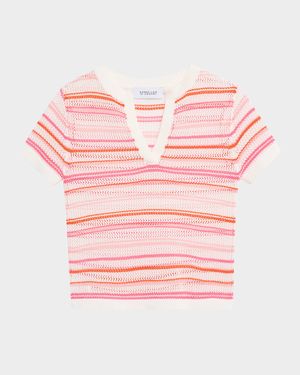 Andy Corded Mesh Split-Neck Sweater