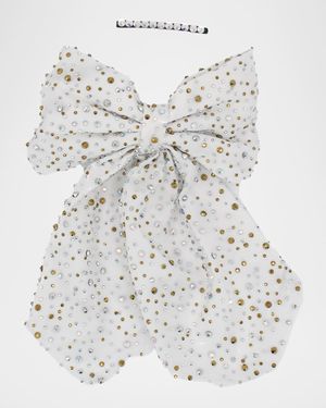Girl's Crystalized Large Bow and Barret Set