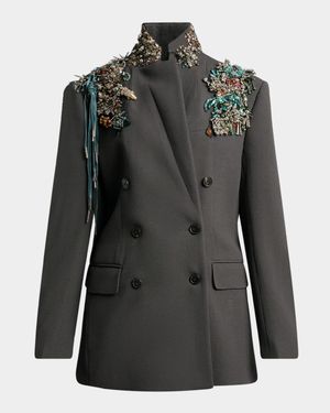 Embellished Double-Breasted Blazer