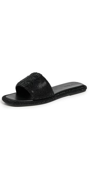 Tory Burch Double T Pave Sport Slides Perfect Black/Jet 10