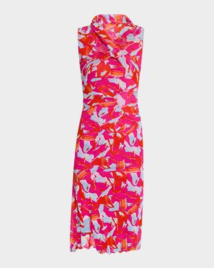 Lovina Bodycon Abstract-Print Mesh Dress