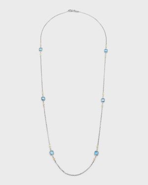 Silver and Gold Blue Spinel Necklace