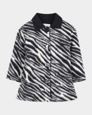 Girl's Zebra Faux Fur Coat, Size 4-6