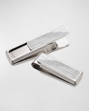 Etched Woodgrain Stainless Steel Money Clip