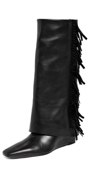 SIMKHAI Quinn Leather Fringe Boots Black 35