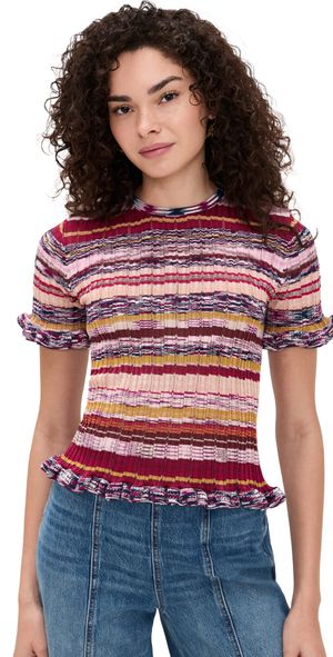 Ulla Johnson Miya Short Sleeve Knit Top Prism S