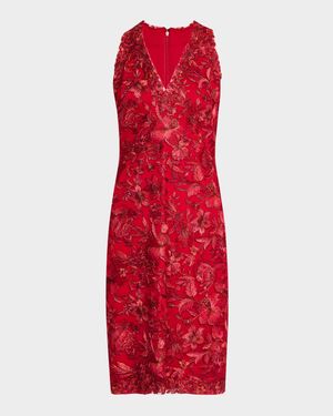 Sleeveless Embroidered Lace Halter Dress