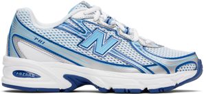New Balance White & Blue 740 Sneakers