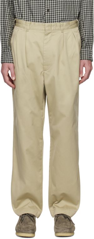 nanamica Beige Double Pleat Chino Trousers