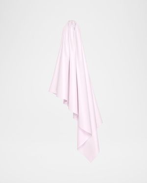 Asymmetric Draped Leather Halter Midi Dress