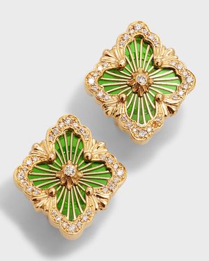 Opera Tulle 18K Enamel Diamond Earrings