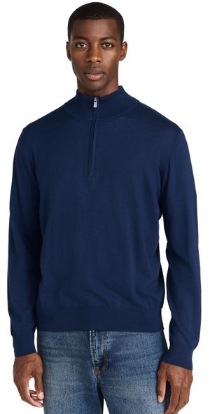 Faherty Movement Quarter Zip Sweater Marine Navy Heather XL