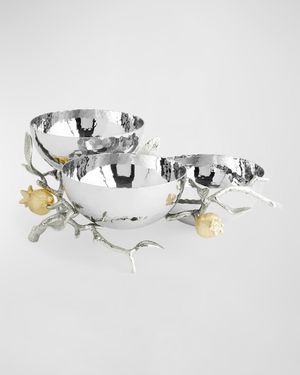 Pomegranate Silver & Gold Triple Bowl