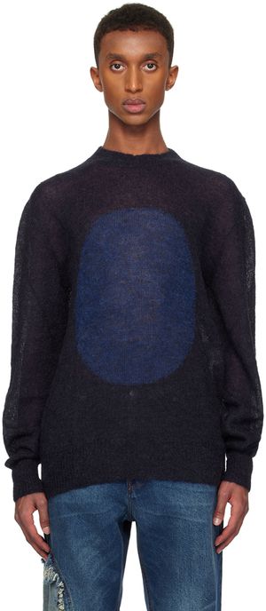 Edward Cuming Navy Open Heart Sweater