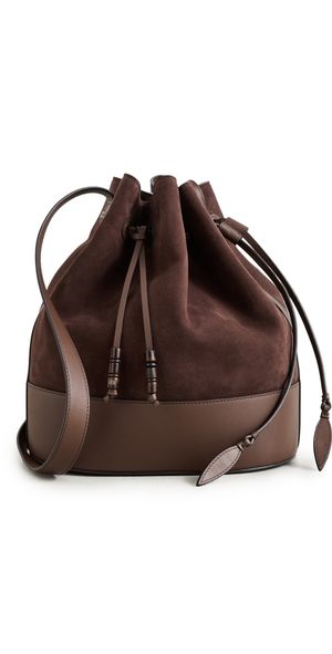 Hunting Season Extra Large Drawstring Bucket Bag In Suede Dark Brown One Size