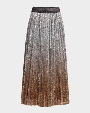 Belinda Pleated Sequined Midi Skirt
