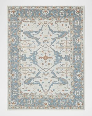 Claremont Hand-Tufted Light Blue Oushak Rug, 5' x 8'