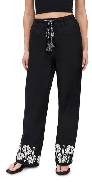 RAILS Emmie Pants Black Ivory Palm Trees XS