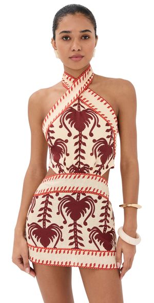Johanna Ortiz Tide Strength Mini Dress Ecru/Marsala 12