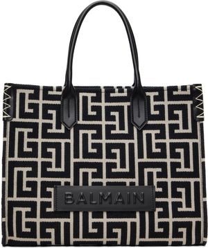 Balmain Cabas 42 noir et blanc cassé à monogrammes - B-Army