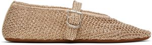 ALAÏA Gold Open Knit Ballerina Flats