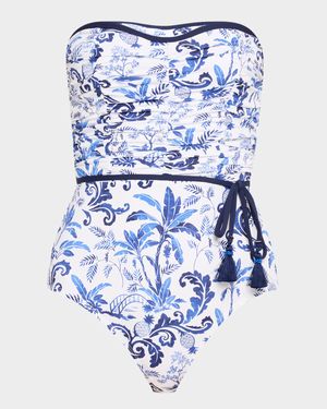 Terrazzo Tile Bandeau One-Piece Swimsuit