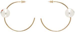 Safsafu Gold Pearl & Roses Hoop Earrings