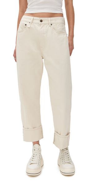 R13 Cuffed X-Boyfriend Jeans Bone White Selvedge 28