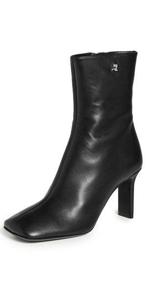 Courrèges Square Toe Nappa Ankle Boots 80mm Black 40