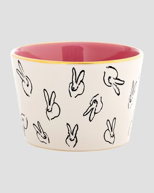 Bunny Bar Bowl in White with Pink Interior