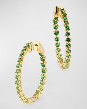 Rainbow 18K Yellow Gold Ombre Tsavorite (Green Garnet) Inside Out Hoops