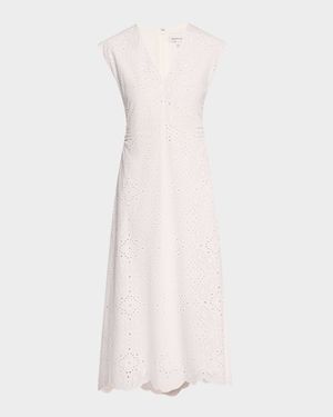 Aven Eyelet A-Line Midi Dress