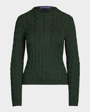 High Shine Cable Knit Crewneck Sweater