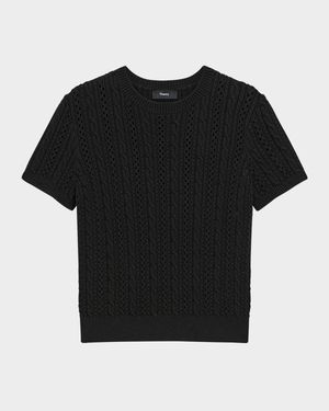 Crewneck Cable-Knit Tee