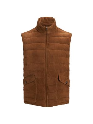 Men's South Kent Quilted Suede Vest - Country Brown - Size XXL