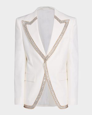 Men's 70s Glam Stud-Trim Blazer