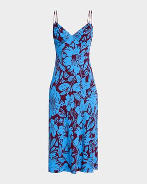 Allegra Floral-Print Empire Midi Dress