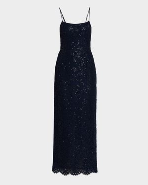 Sleeveless Sequin Lace Column Gown