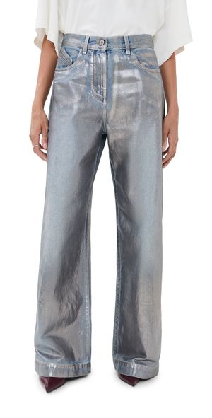 The Attico Metallic Denim Jeans Silver 27
