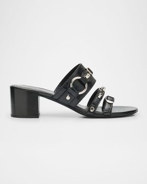 City Leather Block-Heel Sandals