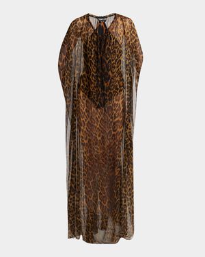 Leopard Print Sheer Kaftan