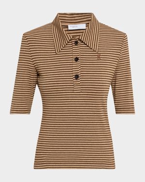 Striped Short-Sleeve Polo Shirt