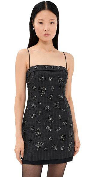 SIMKHAI Anden Mini Dress Charcoal Stripe 12