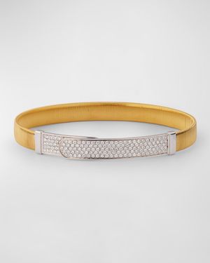 18K Yellow Gold Coil and Pavé Diamond Large Bangle Bracelet