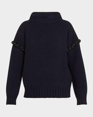 Gene Crystal-Shoulder Oversized Wool Sweater