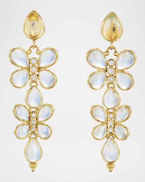 Florence86 FJ Luna Flutter 18K Yellow Gold Blue Moonstone and Diamond Drop Earrings