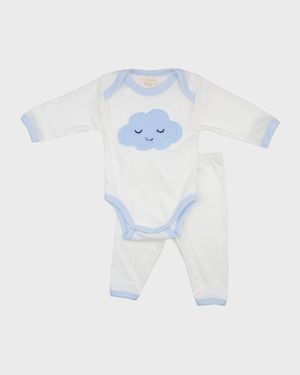 Boy's Sleepy Time Cloud Cotton Coverall w/ Leggings, Size 0-12M