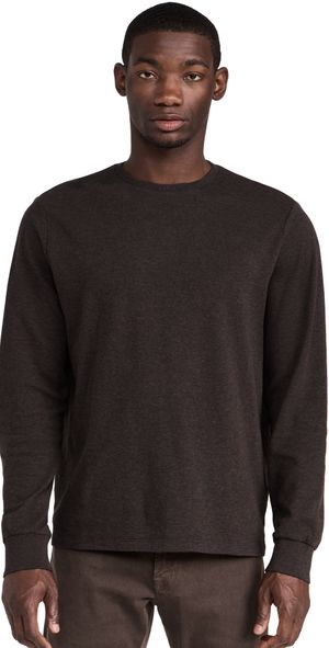 FRAME Duo Fold Long Sleeve Crew Heather Espresso L