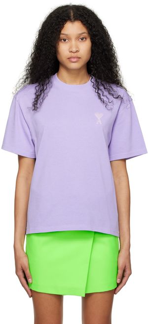AMI Paris T-shirt mauve à logo Ami de cœur exclusif à SSENSE