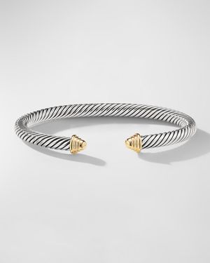 Cable Bracelet in Silver with 14K Gold, 5mm